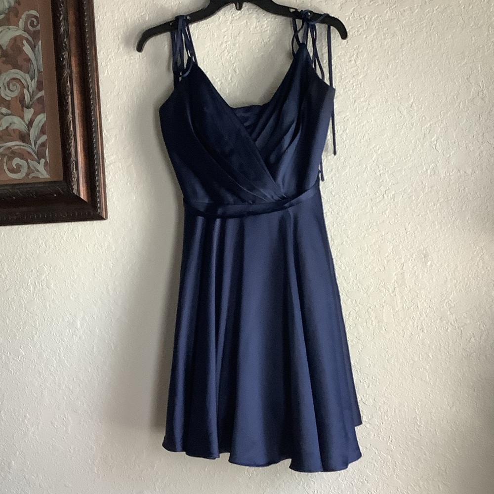Chic Midnight Blue Mini Dress - Picture 2 of 7